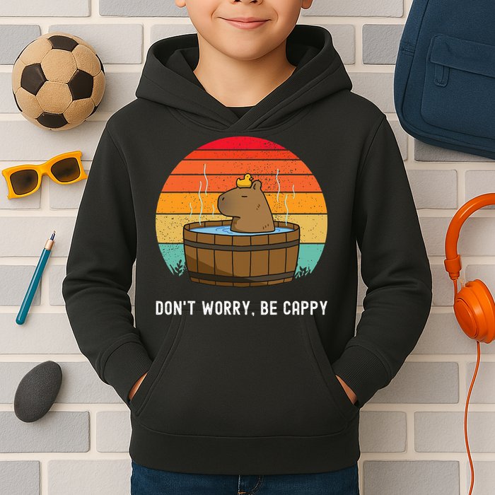 Retro Funny Capybara DonT Worry Be Capy Kids Hoodie