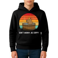 Retro Funny Capybara DonT Worry Be Capy Kids Hoodie