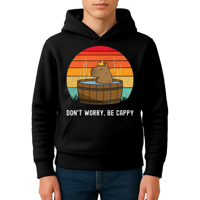 Retro Funny Capybara DonT Worry Be Capy Kids Hoodie