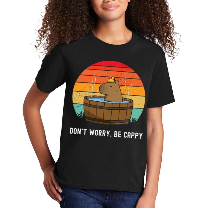Retro Funny Capybara DonT Worry Be Capy Kids T-Shirt