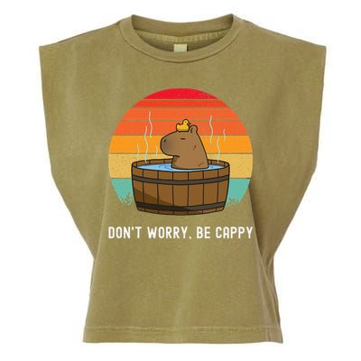Retro Funny Capybara DonT Worry Be Capy Garment-Dyed Women's Muscle Tee