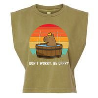 Retro Funny Capybara DonT Worry Be Capy Garment-Dyed Women's Muscle Tee