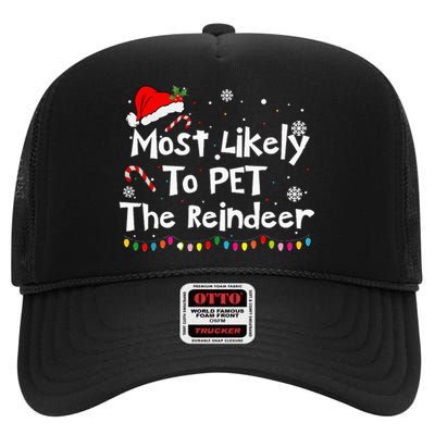 Reindeer Family Christmas Holiday Santa Claus Hat High Crown Mesh Back Trucker Hat