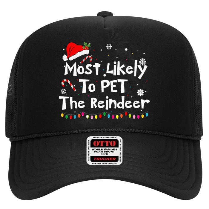 Reindeer Family Christmas Holiday Santa Claus Hat High Crown Mesh Back Trucker Hat