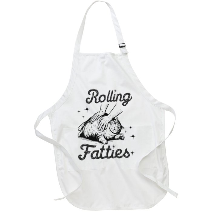Rolling Fatties Cat Funny Cute Cat Lover Kitten Owner Kitty Full-Length Apron With Pockets