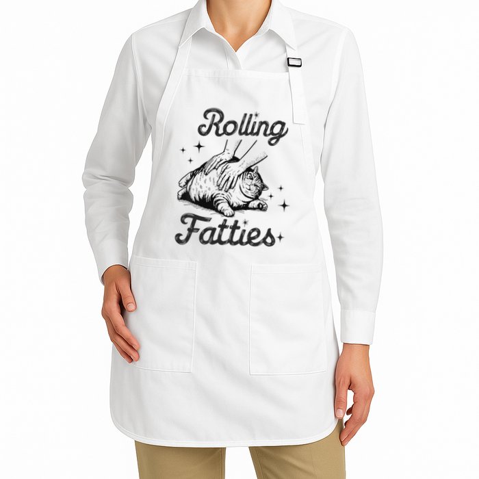 Rolling Fatties Cat Funny Cute Cat Lover Kitten Owner Kitty Full-Length Apron With Pockets