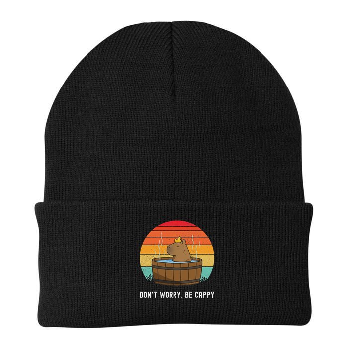 Retro Funny Capybara Don't Worry Be Capy Knit Cap Winter Beanie
