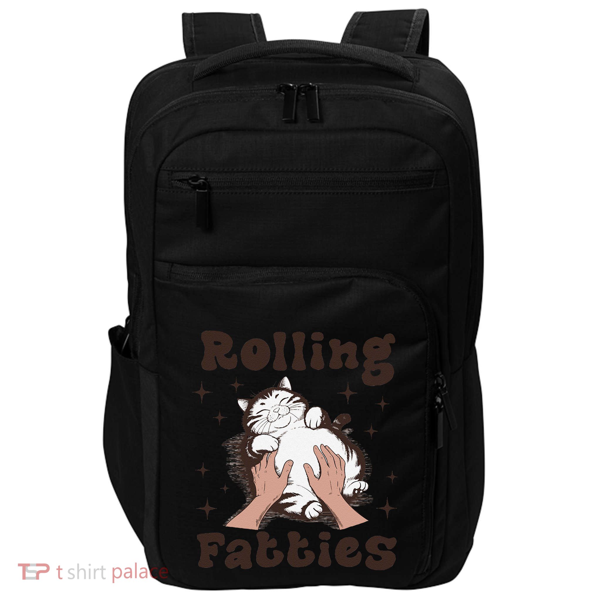 Rolling Fatties Cat Funny Cute Cat Lover Kitten Owner Kitty Impact Tech Backpack