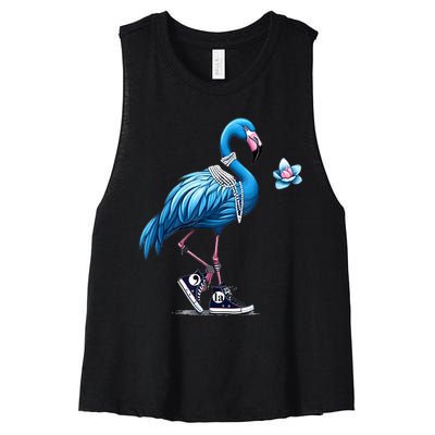 Retro Flamingo Chucks And Pearls Comma La Kamala Harris 2024 Women's Racerback Cropped Tank