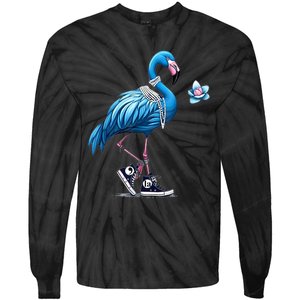 Retro Flamingo Chucks And Pearls Comma La Kamala Harris 2024 Tie-Dye Long Sleeve Shirt