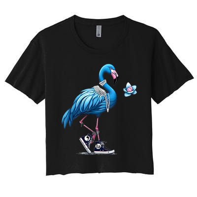 Retro Flamingo Chucks And Pearls Comma La Kamala Harris 2024 Women's Crop Top Tee