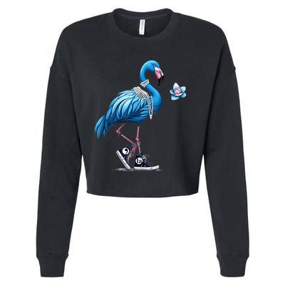 Retro Flamingo Chucks And Pearls Comma La Kamala Harris 2024 Cropped Pullover Crew