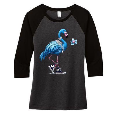 Retro Flamingo Chucks And Pearls Comma La Kamala Harris 2024 Women's Tri-Blend 3/4-Sleeve Raglan Shirt