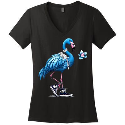 Retro Flamingo Chucks And Pearls Comma La Kamala Harris 2024 Women's V-Neck T-Shirt