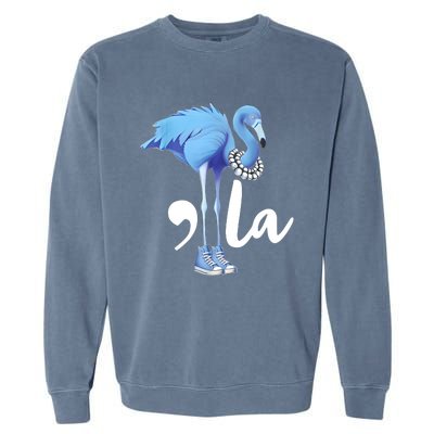 Retro Flamingo Chucks And Pearls Comma La Kamala Harris 2024 Garment-Dyed Sweatshirt