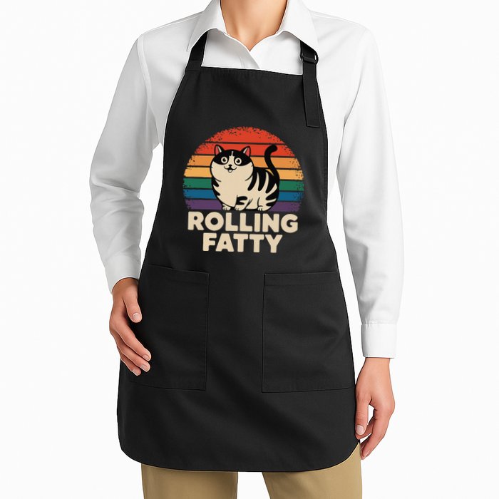 Rolling Fatties Cat Animal Funny Cat Full-Length Apron With Pockets
