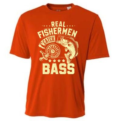 Real Fisher Catch Bass Fishing Meaningful Gift Cooling Performance Crew T-Shirt