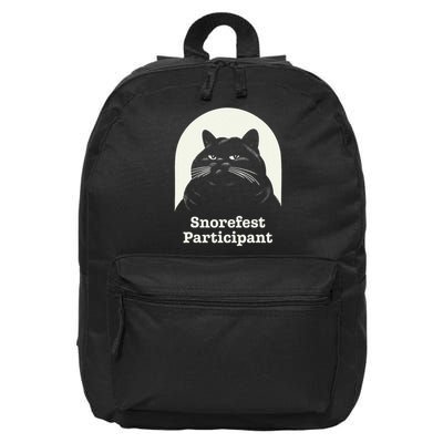 Retro Funny Cat Snorefest Participant Get Together Meeting 16 in Basic Backpack