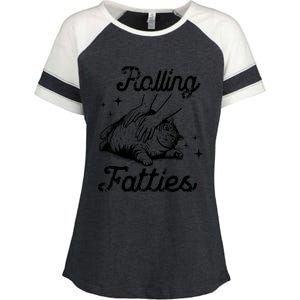 Rolling Fatties Cat Funny Cute Cat Lover Kitten Owner Kitty Enza Ladies Jersey Colorblock Tee