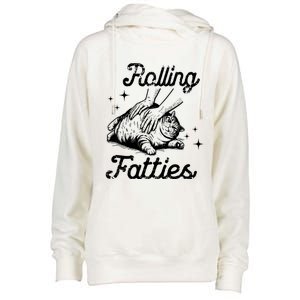 Rolling Fatties Cat Funny Cute Cat Lover Kitten Owner Kitty Womens Funnel Neck Pullover Hood