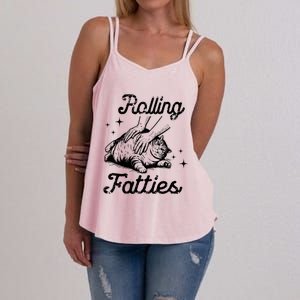 Rolling Fatties Cat Funny Cute Cat Lover Kitten Owner Kitty Women's Strappy Tank