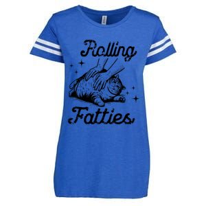 Rolling Fatties Cat Funny Cute Cat Lover Kitten Owner Kitty Enza Ladies Jersey Football T-Shirt