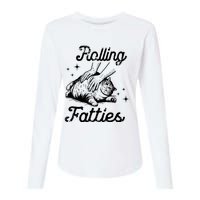 Rolling Fatties Cat Funny Cute Cat Lover Kitten Owner Kitty Womens Cotton Relaxed Long Sleeve T-Shirt