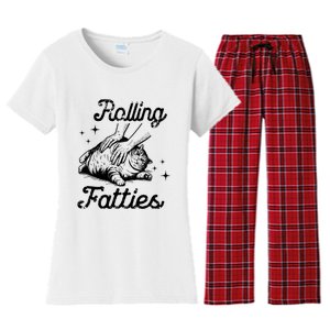 Rolling Fatties Cat Funny Cute Cat Lover Kitten Owner Kitty Women's Flannel Pajama Set