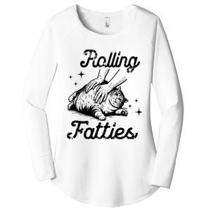 Rolling Fatties Cat Funny Cute Cat Lover Kitten Owner Kitty Women's Perfect Tri Tunic Long Sleeve Shirt