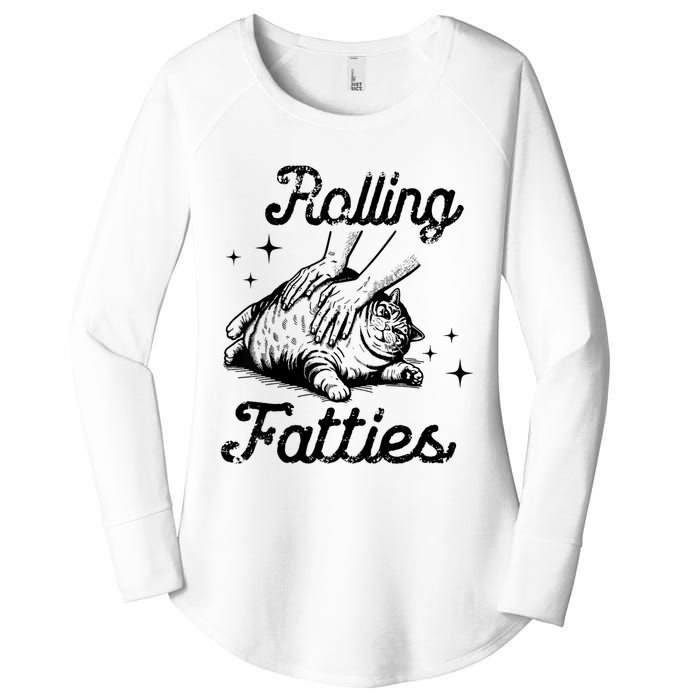 Rolling Fatties Cat Funny Cute Cat Lover Kitten Owner Kitty Women's Perfect Tri Tunic Long Sleeve Shirt