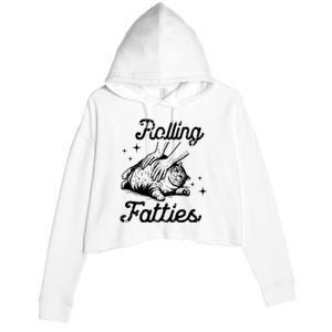 Rolling Fatties Cat Funny Cute Cat Lover Kitten Owner Kitty Crop Fleece Hoodie