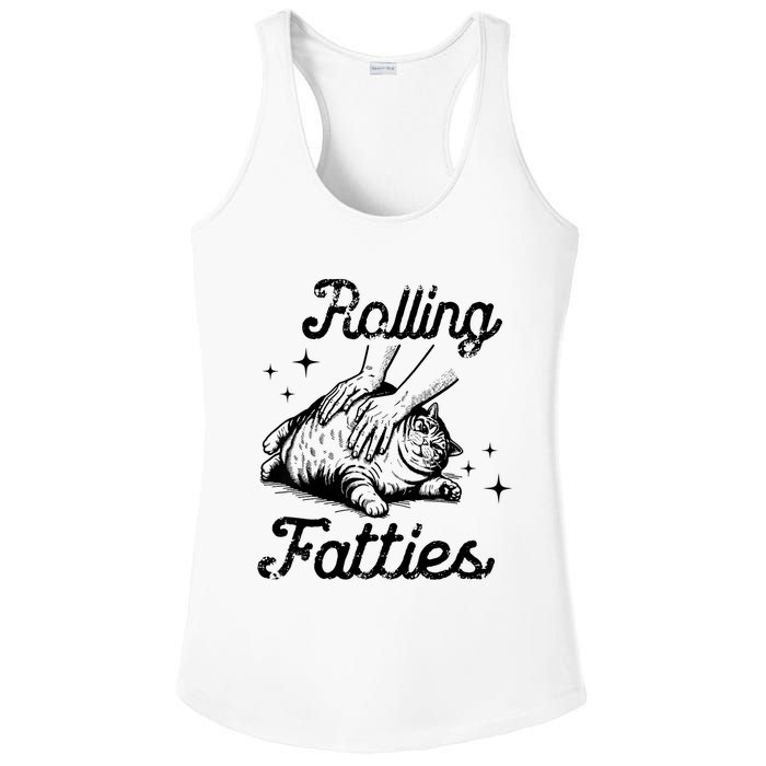 Rolling Fatties Cat Funny Cute Cat Lover Kitten Owner Kitty Ladies PosiCharge Competitor Racerback Tank