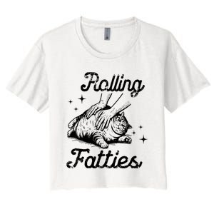 Rolling Fatties Cat Funny Cute Cat Lover Kitten Owner Kitty Women's Crop Top Tee