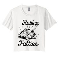 Rolling Fatties Cat Funny Cute Cat Lover Kitten Owner Kitty Women's Crop Top Tee