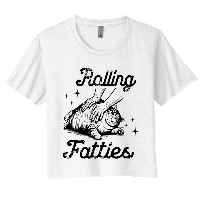 Rolling Fatties Cat Funny Cute Cat Lover Kitten Owner Kitty Women's Crop Top Tee