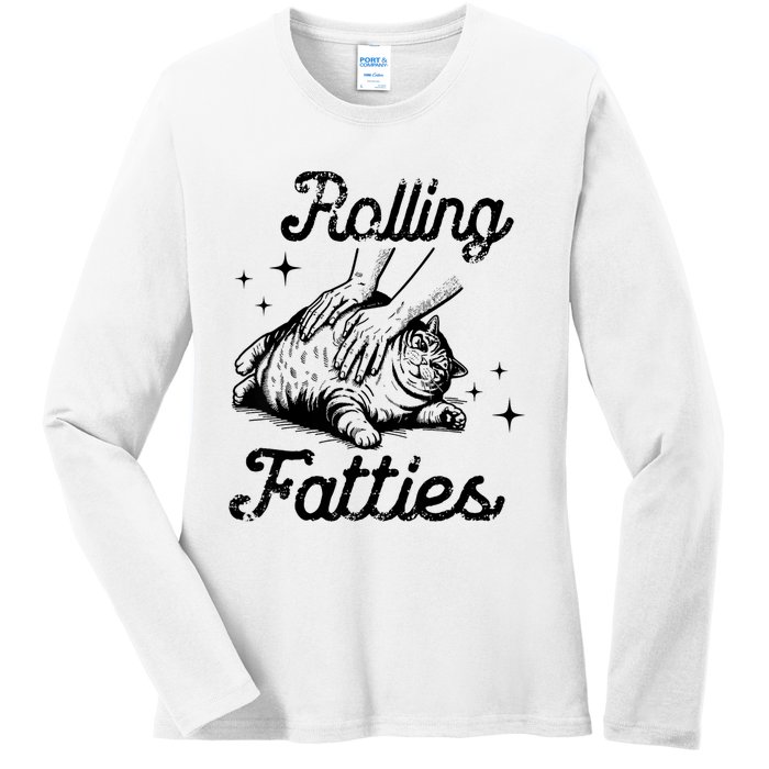 Rolling Fatties Cat Funny Cute Cat Lover Kitten Owner Kitty Ladies Long Sleeve Shirt