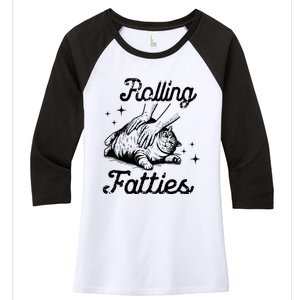 Rolling Fatties Cat Funny Cute Cat Lover Kitten Owner Kitty Women's Tri-Blend 3/4-Sleeve Raglan Shirt