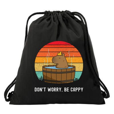 Retro Funny Capybara DonT Worry Be Capy Drawstring Bag