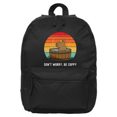 Retro Funny Capybara DonT Worry Be Capy 16 in Basic Backpack