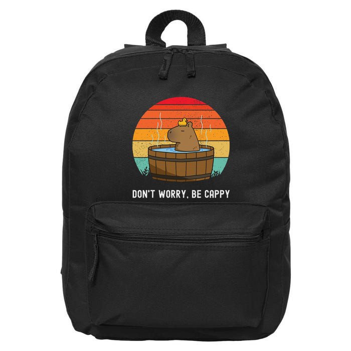 Retro Funny Capybara DonT Worry Be Capy 16 in Basic Backpack
