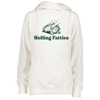 Rolling Fatties Cat Funny Cute Cat Lover Kitten Owner Kitty Womens Funnel Neck Pullover Hood
