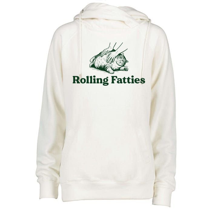 Rolling Fatties Cat Funny Cute Cat Lover Kitten Owner Kitty Womens Funnel Neck Pullover Hood