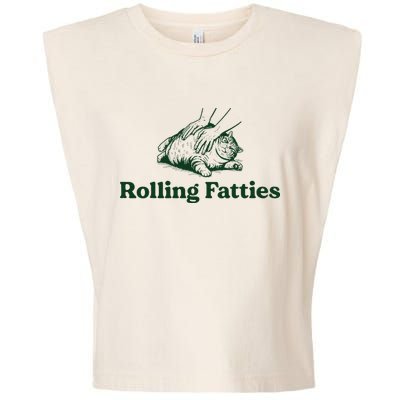 Rolling Fatties Cat Funny Cute Cat Lover Kitten Owner Kitty Garment-Dyed Women's Muscle Tee