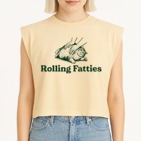 Rolling Fatties Cat Funny Cute Cat Lover Kitten Owner Kitty Garment-Dyed Women's Muscle Tee