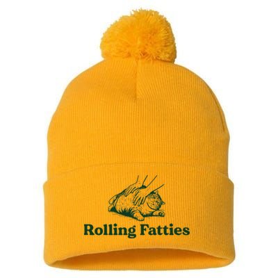 Rolling Fatties Cat Funny Cute Cat Lover Kitten Owner Kitty Pom Pom 12in Knit Beanie