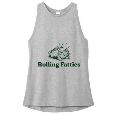 Rolling Fatties Cat Funny Cute Cat Lover Kitten Owner Kitty Ladies PosiCharge Tri-Blend Wicking Tank