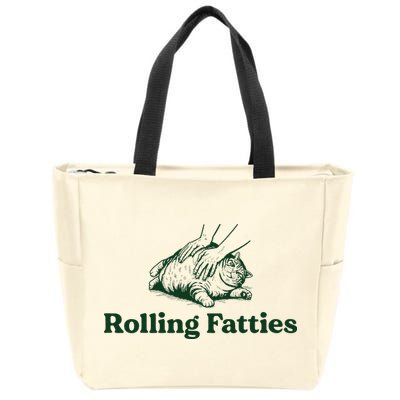 Rolling Fatties Cat Funny Cute Cat Lover Kitten Owner Kitty Zip Tote Bag