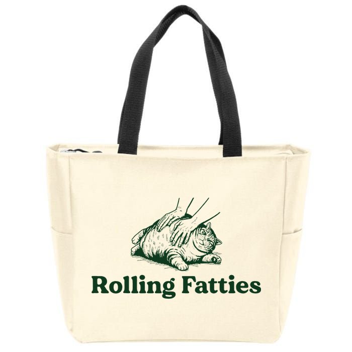 Rolling Fatties Cat Funny Cute Cat Lover Kitten Owner Kitty Zip Tote Bag