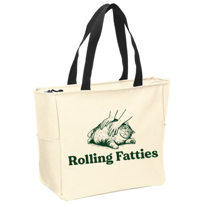 Rolling Fatties Cat Funny Cute Cat Lover Kitten Owner Kitty Zip Tote Bag