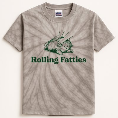 Rolling Fatties Cat Funny Cute Cat Lover Kitten Owner Kitty Kids Tie-Dye T-Shirt